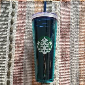 Starbucks Teal and Clear Tumbler with Straw